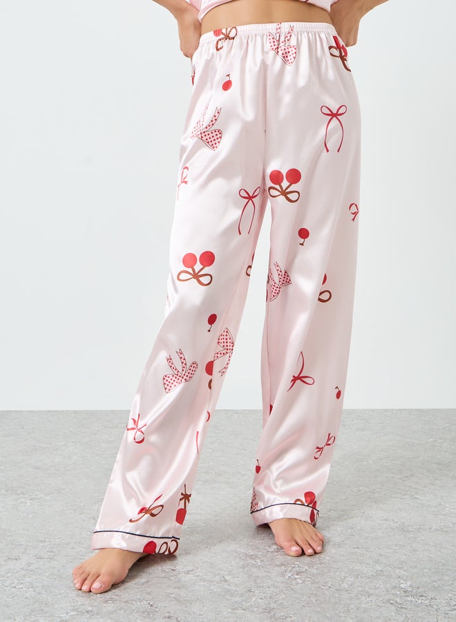 Take Two Women Bow Printed Cami Top and Pyjama Set - Image 3